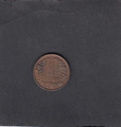 Beschrijving: 1 Cent WILLEM III large o